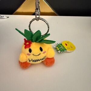 Cute Pineapple Keychain with Red Flower